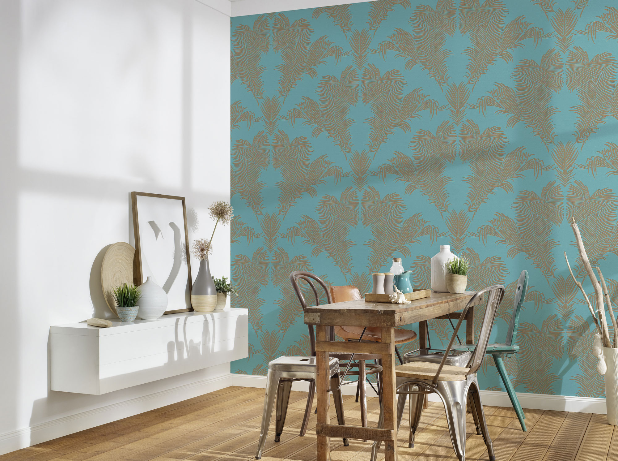 AS Vliestapete Trendwall 2 Blumentapete blau 379594